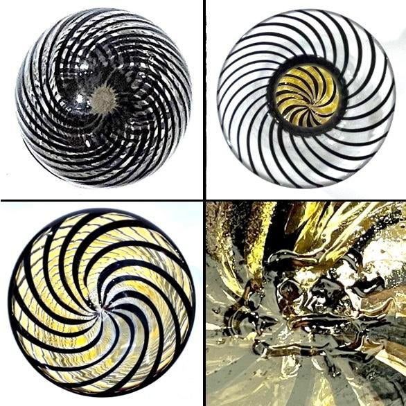 1960s 1960's Murano Attributed Latticino Glass Amber/Black Swirl Decanter Trio For Sale - Image 5 of 12