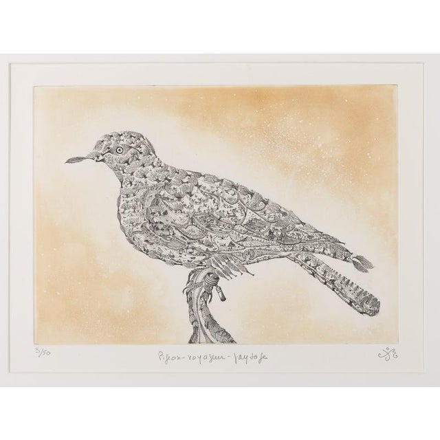 Maria PALETTA The Carrier Pigeon Original color etching Signed and dated in pencil Limited edition of 50, this is number 3...