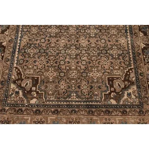 Textile 1960s Vintage Persian Distressed Brown Handmade Medallion Wool Runner For Sale - Image 7 of 9