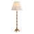French-Style Gilded Floor Lamp – Ornate Gold Leaf Stand With Pleated Ivory Fabric Shade For Sale