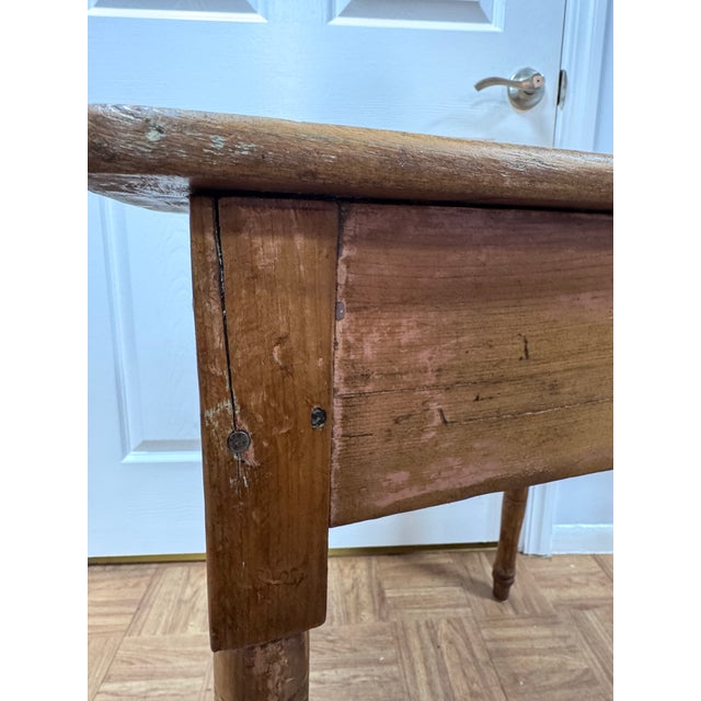 Wood Antique Country Sheraton Pine One-Drawer Side Table For Sale - Image 7 of 11