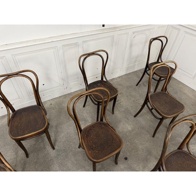 Brown Bistro Chairs from Thonet, 1920, Set of 12 For Sale - Image 8 of 9