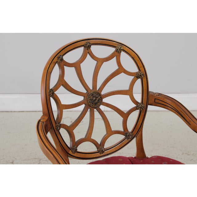 Wood Vintage Mahogany Federal Style Spiderback Armchair For Sale - Image 7 of 16