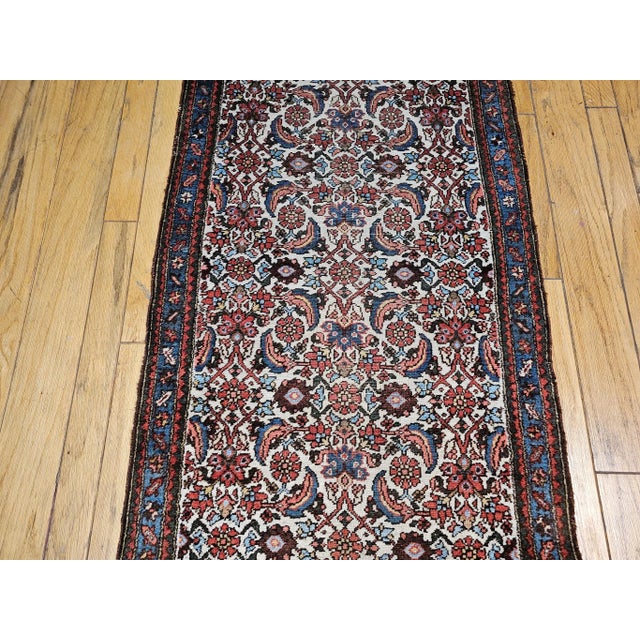 Ivory Vintage Persian Malayer Runner, Hand-Knotted Wool, Ivory, 1920s For Sale - Image 8 of 12