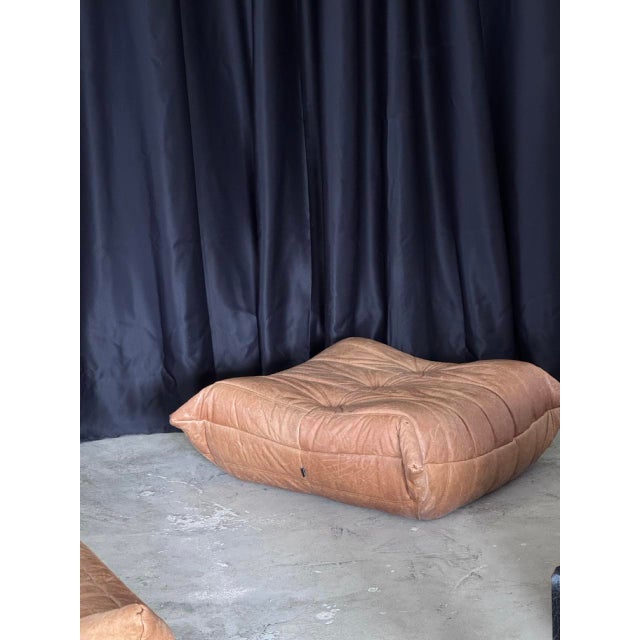 Early 21st Century Cognac Togo Leather Set by Michel Ducaroy for Ligne Roset, 2010s, Set of 3 For Sale - Image 5 of 18