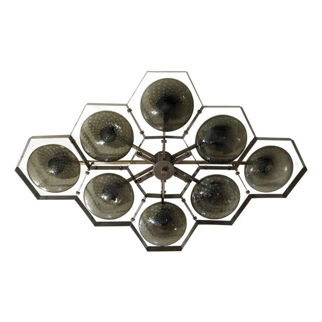 21st Century Hive Bronze Smoky Bubbles Murano Flush Mount by Fabio LTD For Sale