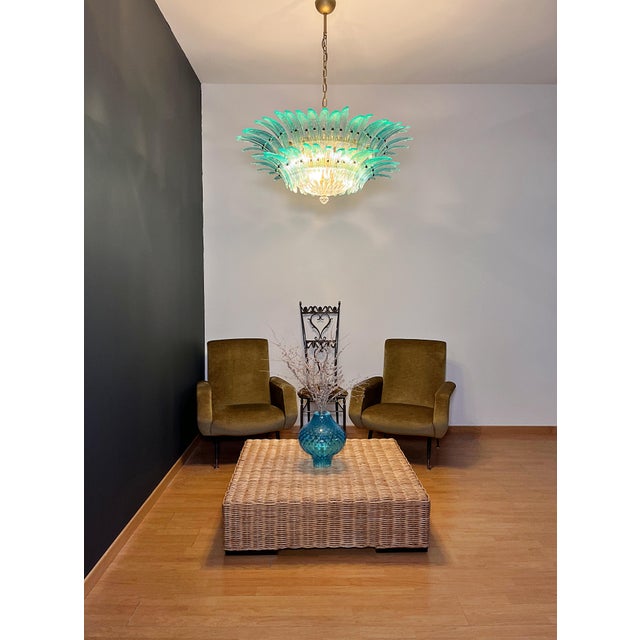 Vintage Murano Chandelier with 82 Turquoise Glasses, 1990s For Sale - Image 13 of 18