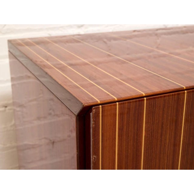 Wood Vintage Italian High-Gloss Wood Three-Door Credenza For Sale - Image 7 of 12
