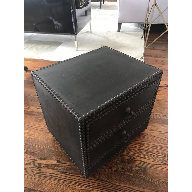 Mid-Century Modern 1980s Moroccan Leather Chest Vintage For Sale - Image 3 of 8