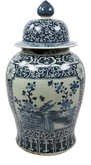 Chinese Grand Blue and White Porcelain Ginger Jar