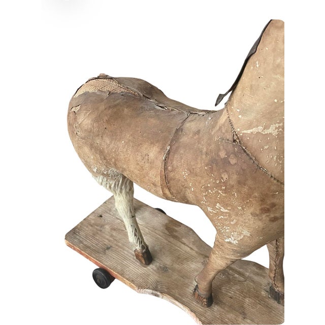 Decorative 19th-Century Carved Wooden Horse on Platform For Sale - Image 9 of 13