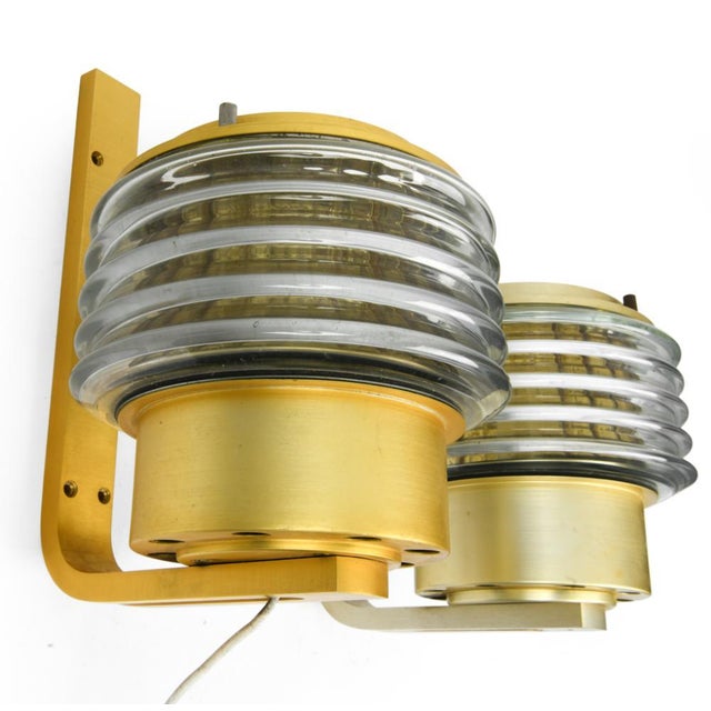 Mid-Century Modern 1960s Swedish Brass and Glass Wall Sconces by Hans-Agne Jakobsson - A Pair For Sale - Image 3 of 11