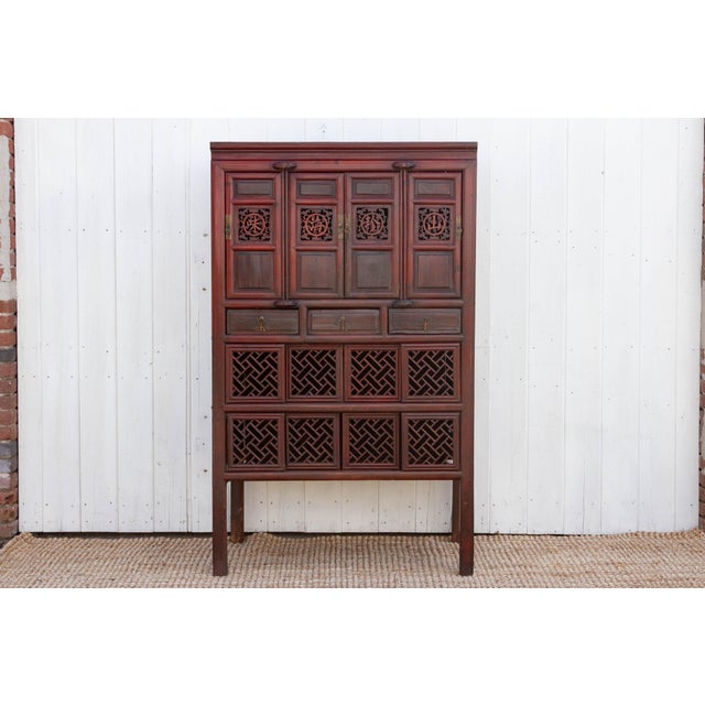 Red 19th Century Lattice Kitchen Cabinet For Sale - Image 8 of 8