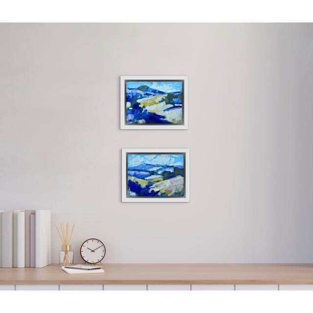 Contemporary Pair of Oil Paintings - Modern Abstract Landscape Art For Sale - Image 3 of 9