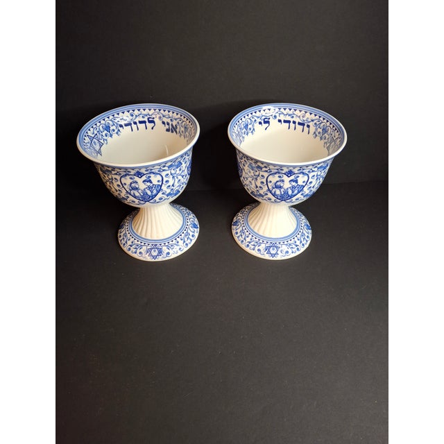 Pair Spode Judaica Kiddush Cups Matching Set Hebrew Wedding Gift I Am My Beloveds For Sale - Image 9 of 10