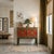 Asian Tibetan Style Floral Graphic Red Green Yellow Console Credenza Table For Sale - Image 10 of 11