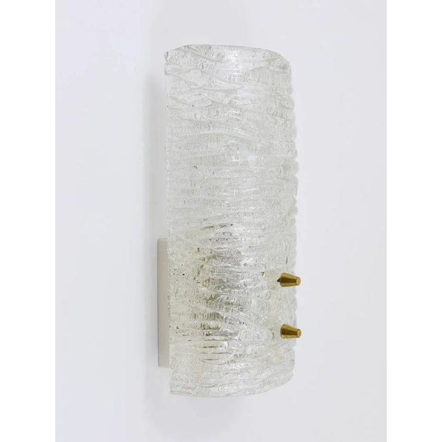 Mid-Century Modern Mid-Century Brass & Textured Glass Sconces attributed to J. T. Kalmar for Kalmar, Austria, 1950s, Set of 2 For Sale - Image 3 of 11