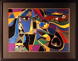 1990s "Global Village" Neal Doty Fine Art Serigraph, Framed