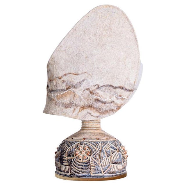 Beige Brown Ceramic Lamp with Jette Helleroe Custom Shade from Axella, Denmark, 1970s For Sale - Image 14 of 14