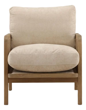 Coastal Contemporary Sand Chenille & Cane Arm Chair