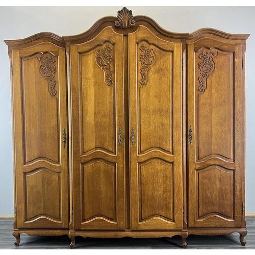 Vintage French Louis XVI Style Wardrobe in Oak For Sale - Image 12 of 12