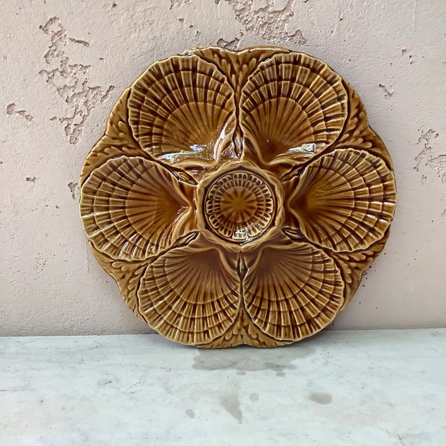 1950 Sarreguemines Majolica Oyster Plate For Sale - Image 11 of 11