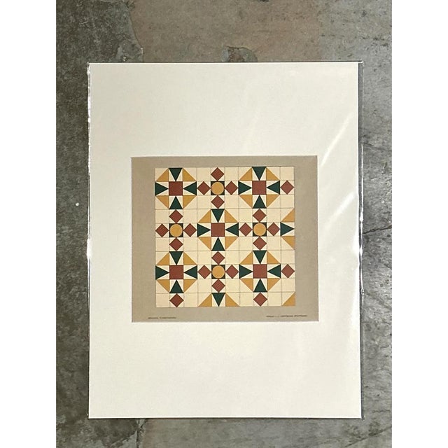 Paper Vintage Geometric Tile Pattern Serigraph For Sale - Image 7 of 12
