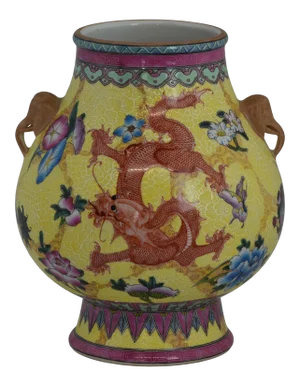 Porcelain Glazed Vase With Five Clawed Dragons