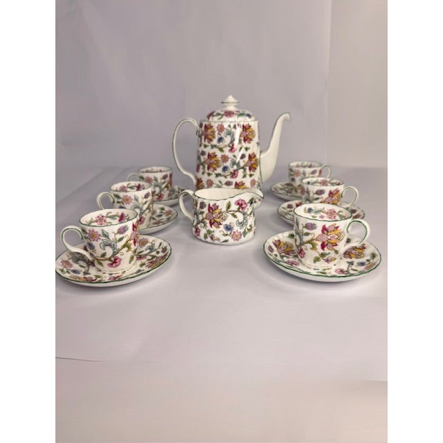 Vintage Minton Haddon Hall English Bone China Tea Set, 17 Pieces, Floral Chintz Pattern For Sale - Image 15 of 15