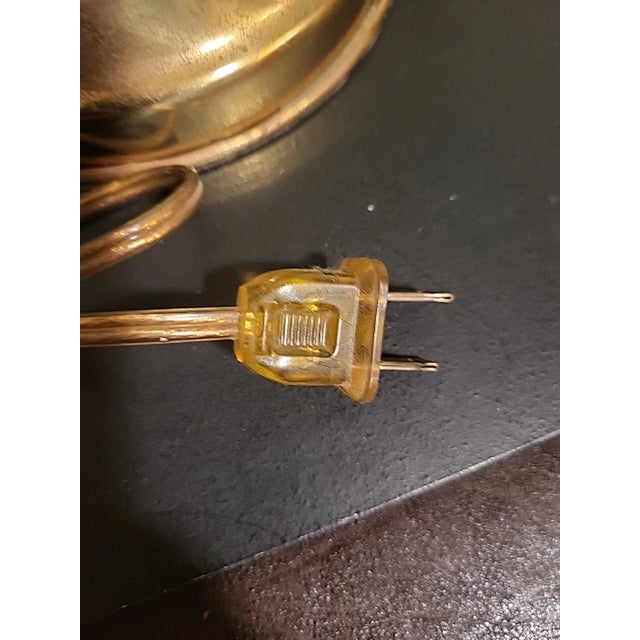 Vintage Banker Brass Lamp Green Glass Art Deco For Sale - Image 12 of 12