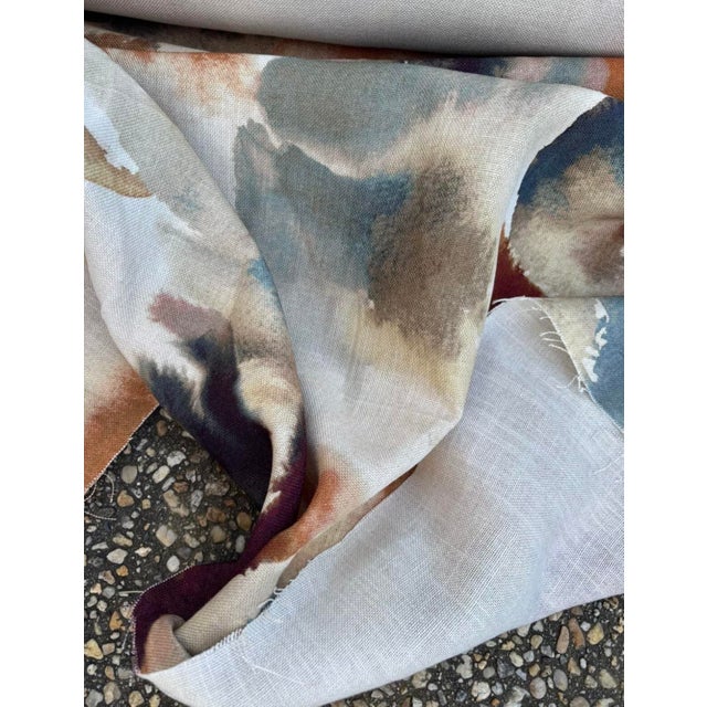 Harlequin Flores Fabric 28 Yard Bolt in Rust/Ruby/Nordic Blue Linen / Viscose Blend Made in the Uk For Sale - Image 6 of 9