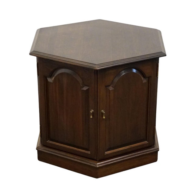 Traditional Ethan Allen Georgian Court Solid Cherry Traditional Style 25" Hexagonal Accent Storage End Table 11-8075 For Sale - Image 3 of 11