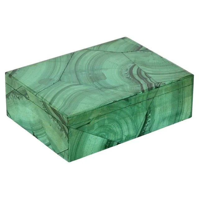Mid-Century Modern Italian Jewelry Decorative Box in Green Malachite Marble, 1950s For Sale - Image 14 of 14