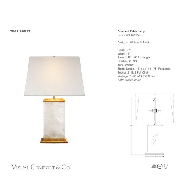 Michael S Smith by Visual Comfort Signature Crescent Table Lamp in Quartz and Antique Gold Leaf with Linen Shade Designer:...