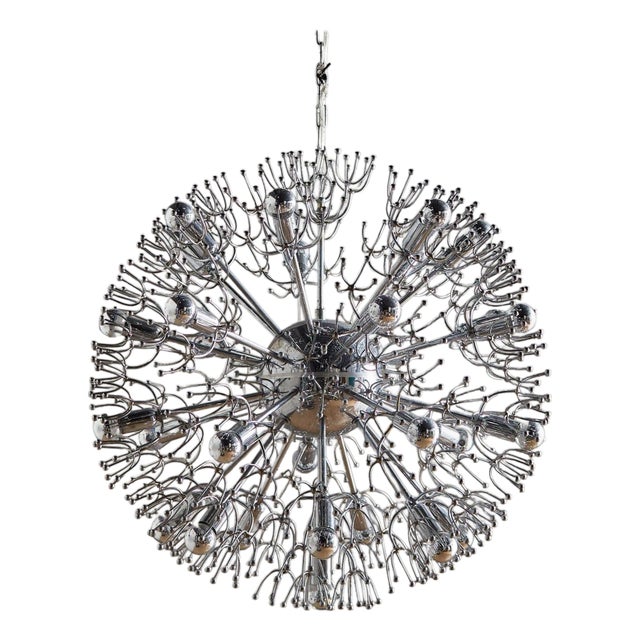 1960s Mid-Century Modern ‘Dandelion’ Chrome Sputnik Chandelier by Gaetano Sciolari For Sale