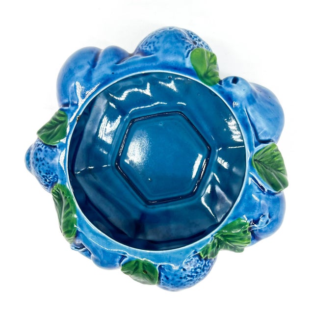 Inarco “Blue Mood” Ceramic Fruit Lidded Box/ Kitchen Canister – Mid-Century, Hollywood Regency, Cottagecore For Sale In Houston - Image 6 of 13