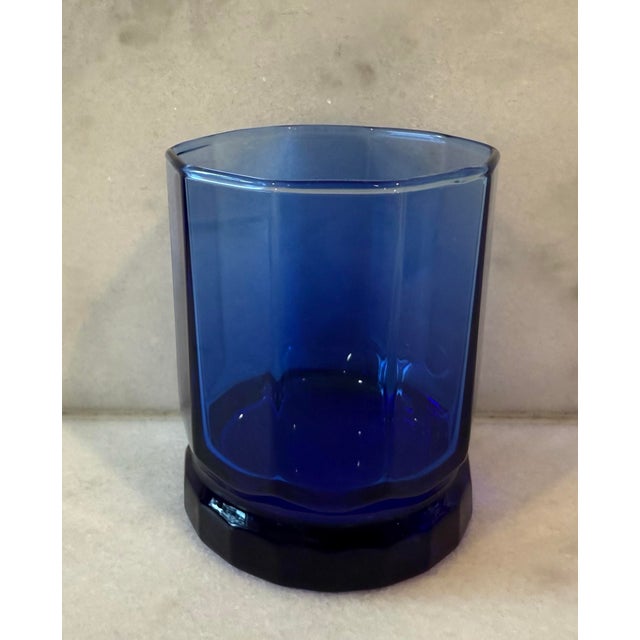 1990s Set of 6 Vintage Anchor Hocking Essex Cobalt Blue Lowball Glasses For Sale In Austin - Image 6 of 12