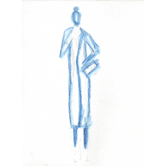 "The Long Coat" Original Watercolor and Graphite Drawing by C L Auker For Sale