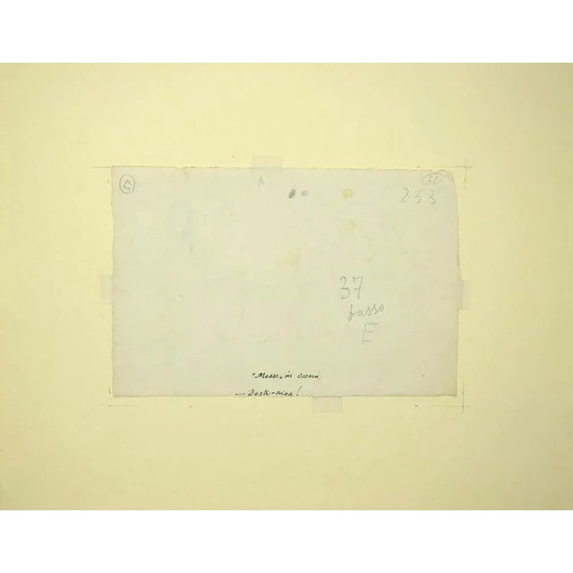 Modern Mino Maccari, The Order, Black Marker and Watercolor on Paper, 1960s For Sale - Image 3 of 4