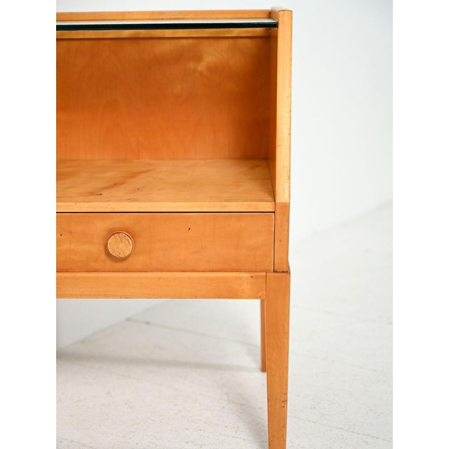 Wood Vintage Scandinavian Bedside Table in Birch Burl, 1940s For Sale - Image 7 of 11