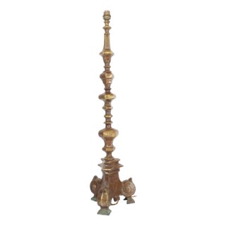 Neo-Gothic Style Bronze Lamp with Tripod Base and Scrolls, Late 19th Century For Sale