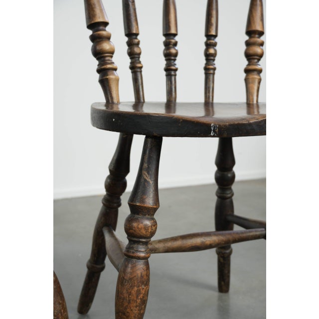 Antique English Wooden Windsor Bistro Chairs, 1800s, Set of 4 For Sale - Image 14 of 15