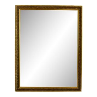 Late 20th Century Neoclassical to Traditional Large Wall Mirror Rectangular Antiqued Gold Frame For Sale