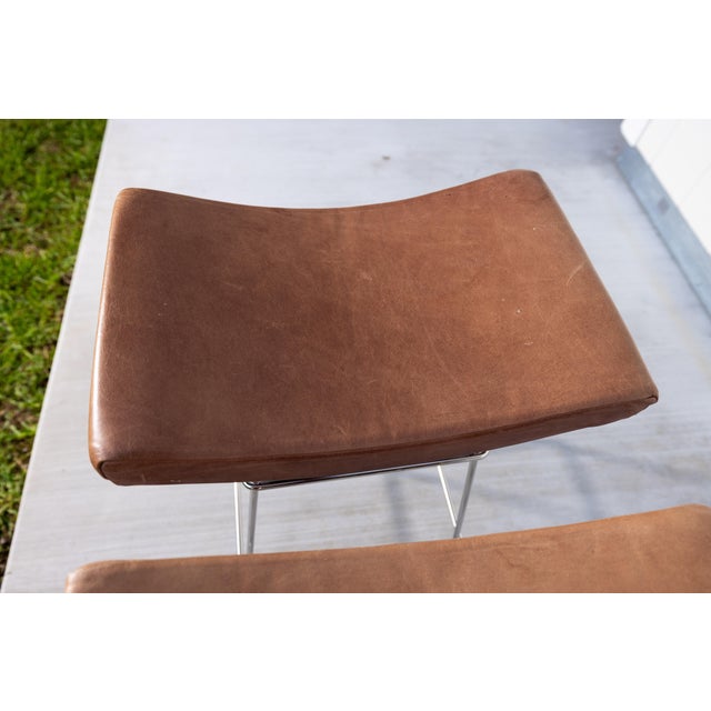 Fernando Jaeger "Bienal" Leather & Chrome Stools Made in Brazil - Set of 3 For Sale - Image 12 of 15