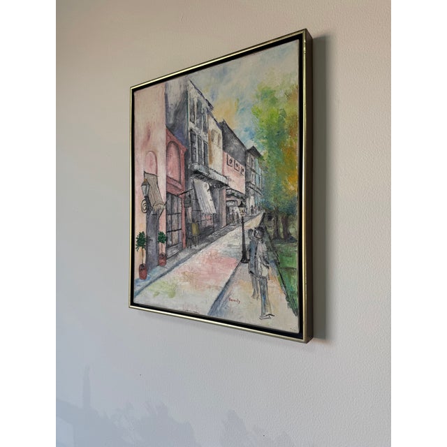 1980’s “Parisian Street Scene” Oil on Canvas Painting by Beverly For Sale - Image 4 of 12