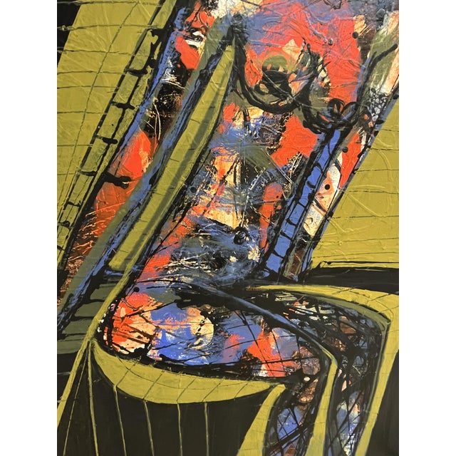 The painting depicts a nude figure with a piece of fruit within an imaginary, open space. Luminous colors, fluid lines,...