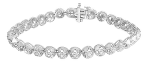 .925 Sterling Silver 1.0 Cttw Diamond Miracle-Plate Open Quatrefoil Flower Circle-Link 7" Tennis Bracelet (I-J color, I3 clarity)