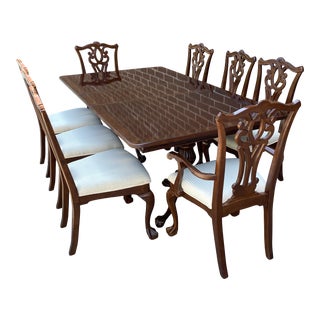 Universal Furniture Chippendale Ball and Claw Mahogany and Cherry Dining Set - 9 Pieces For Sale