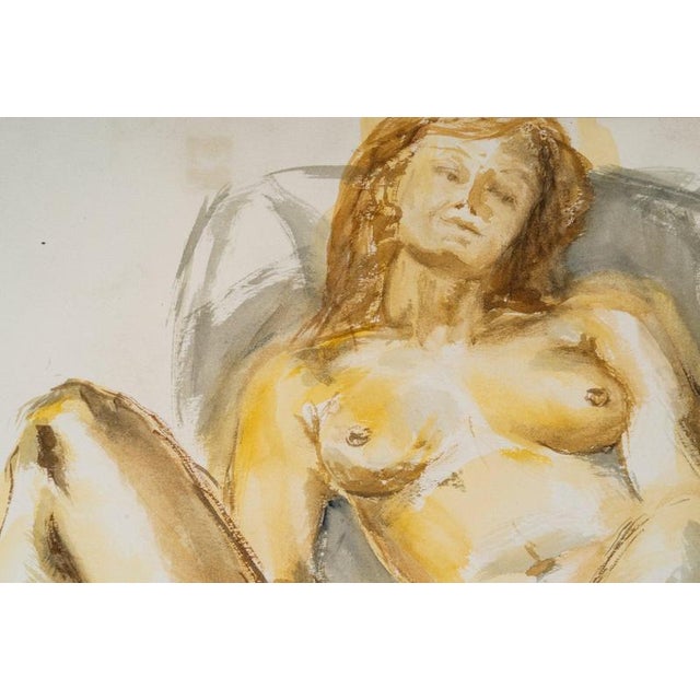 2000 - 2009 Evelyne Luez, Nude, Depicting Two Reclining Women, 20th Century, Watercolor on Paper For Sale - Image 5 of 6