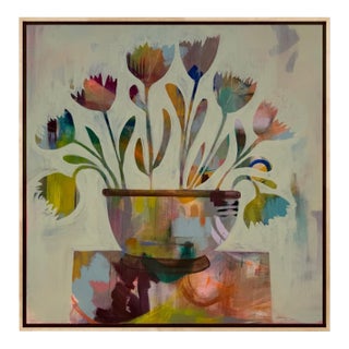 Framed Colorful Abstract Painting Titled Hothouse Flowers For Sale